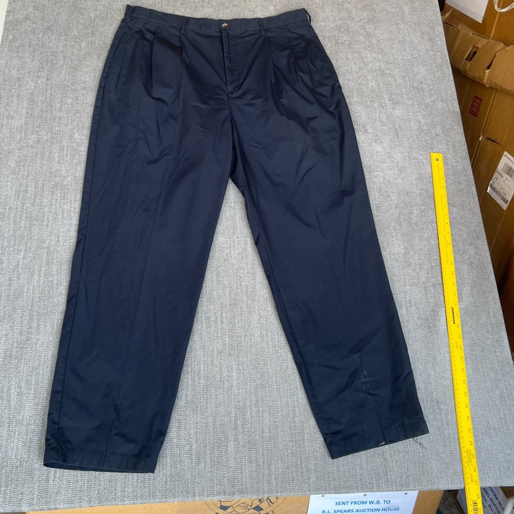 Truly Casual Chino Pants Mens 40 Blue Pleated Front Slash Pocket Straight Leg